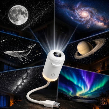 2-in-1 Mini Galaxy Projector Night Light, USB, 360° Rotation, 1 Slide